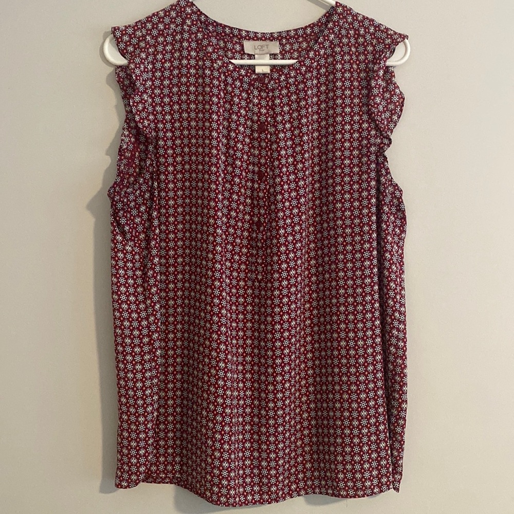 Burgundy Ann Loft sleeveless blouse